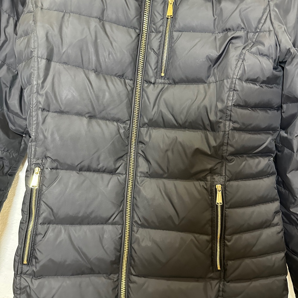 Michael Kors Black Puffer Jacket with Gold Accents size medium - Picture 2 of 6